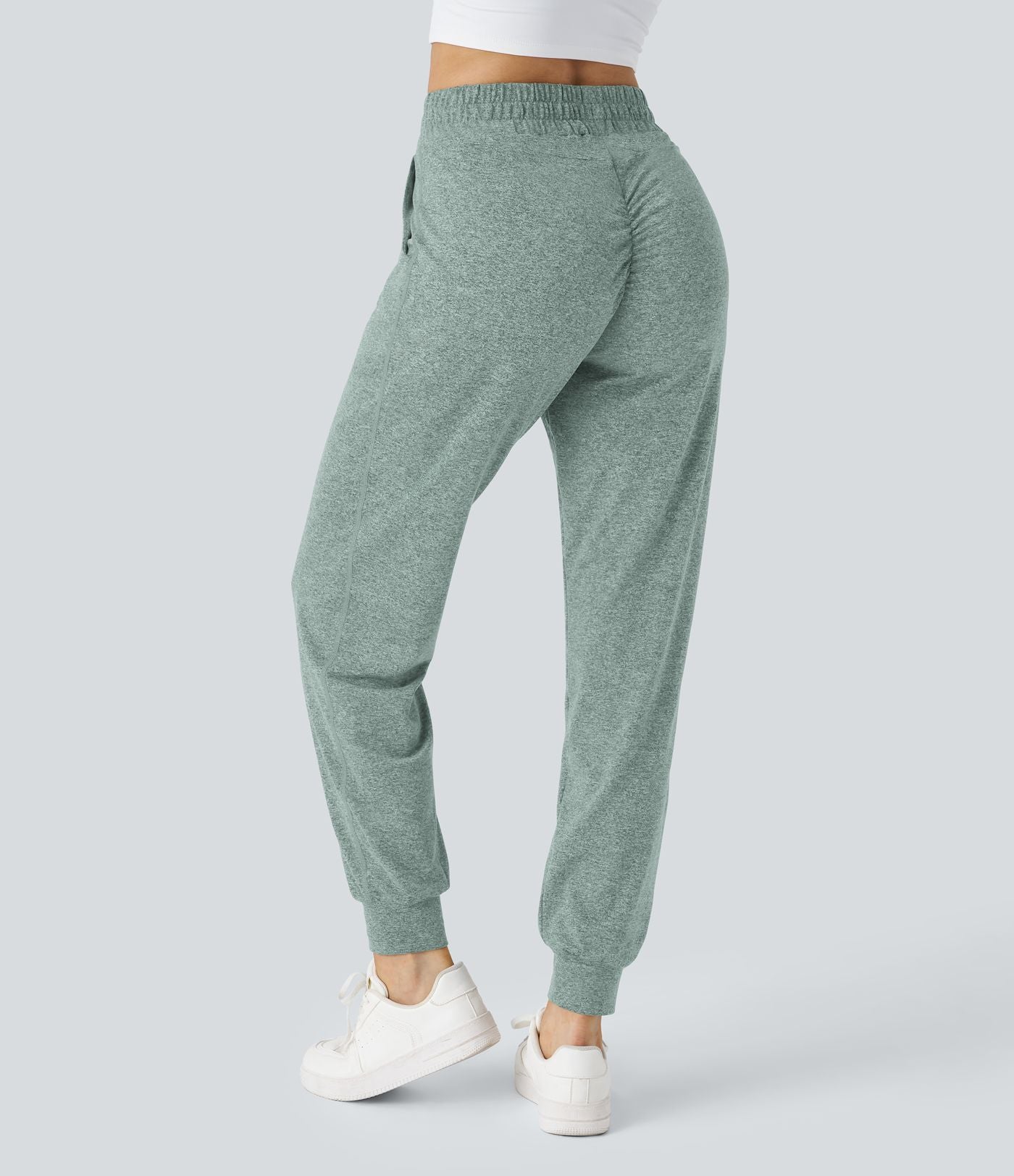 Jogging Yoga Froncé Taille Haute Cordon de Serrage Poche Latérale