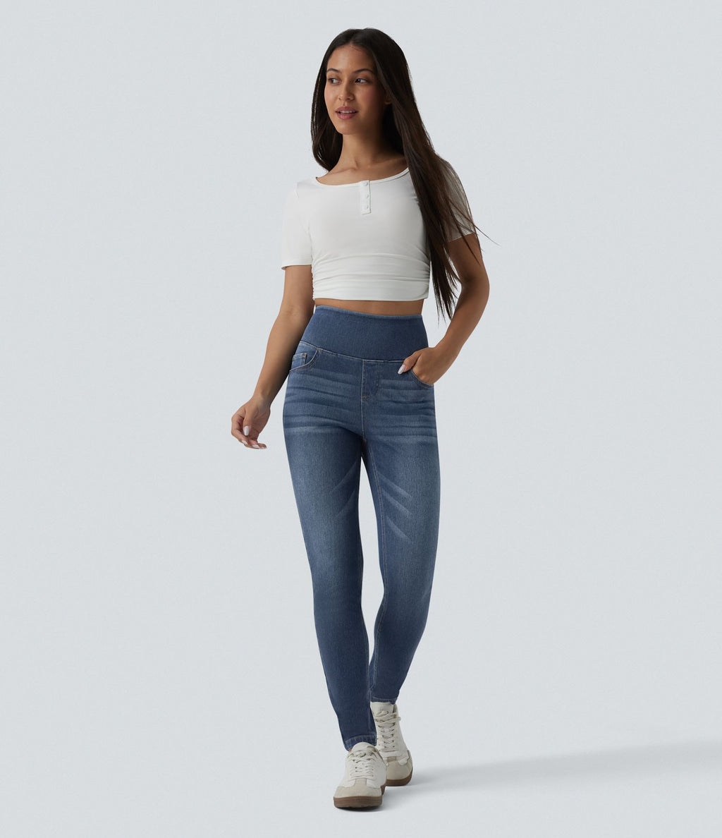 Jean skinny 7/8 casual taille haute Halara Flex™ avec poches