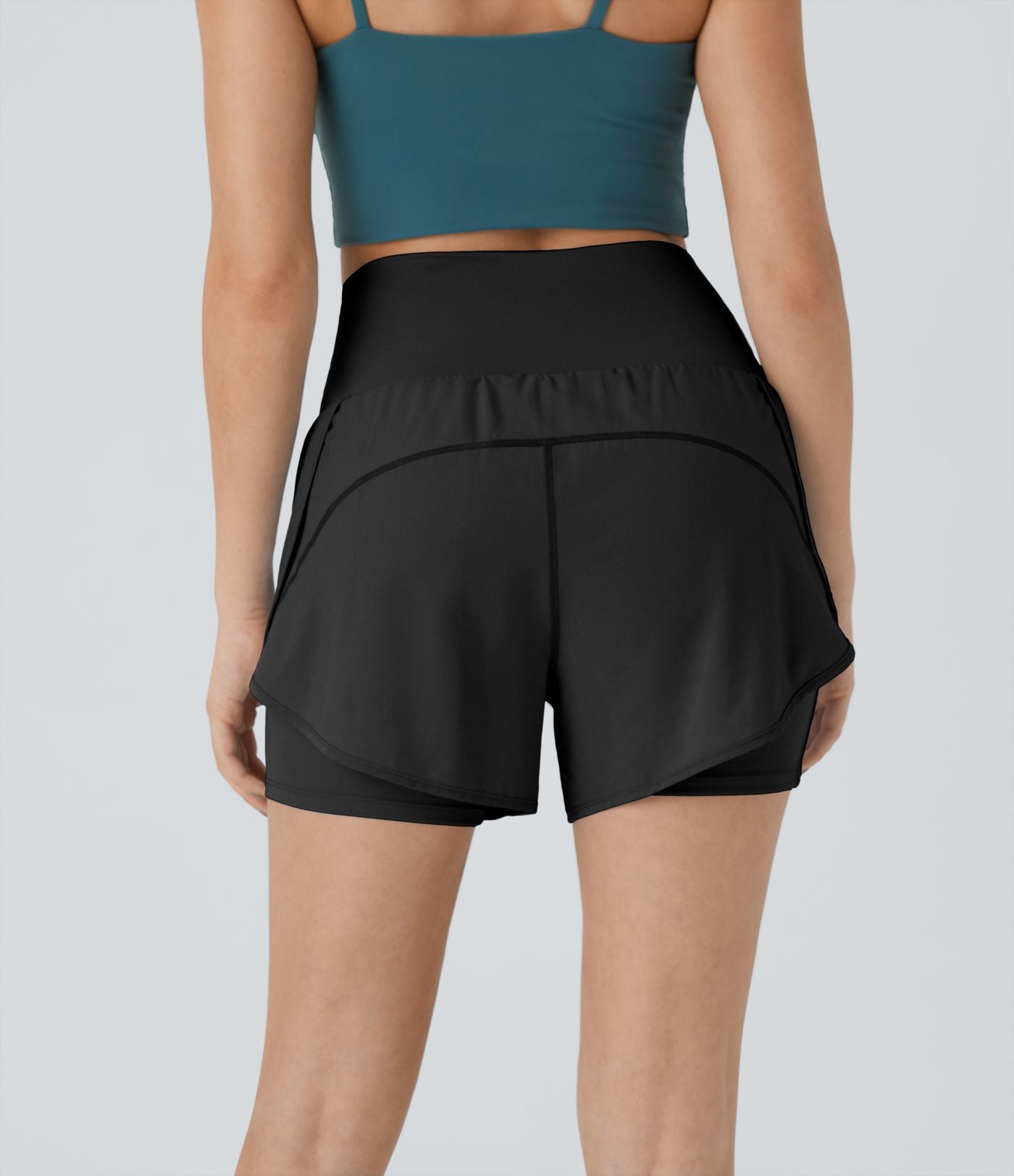 Breezeful™ Short 8,8cm Yoga Séchage Rapide 2 en 1 Taille Super Haute Ourlet Courbé Poches Latérales