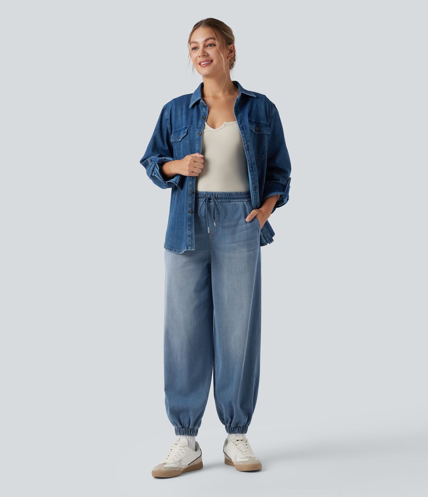 Jean décontracté Halara Flex™ taille mi-haute avec cordon de serrage et pochesns