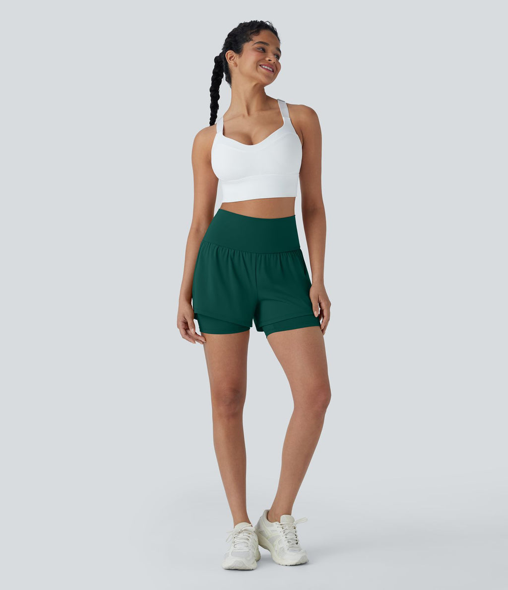 Short de yoga 2-en-1 SoftlyZero™ Airy taille très haute effet frais InstantCool 12,5 cm avec poches