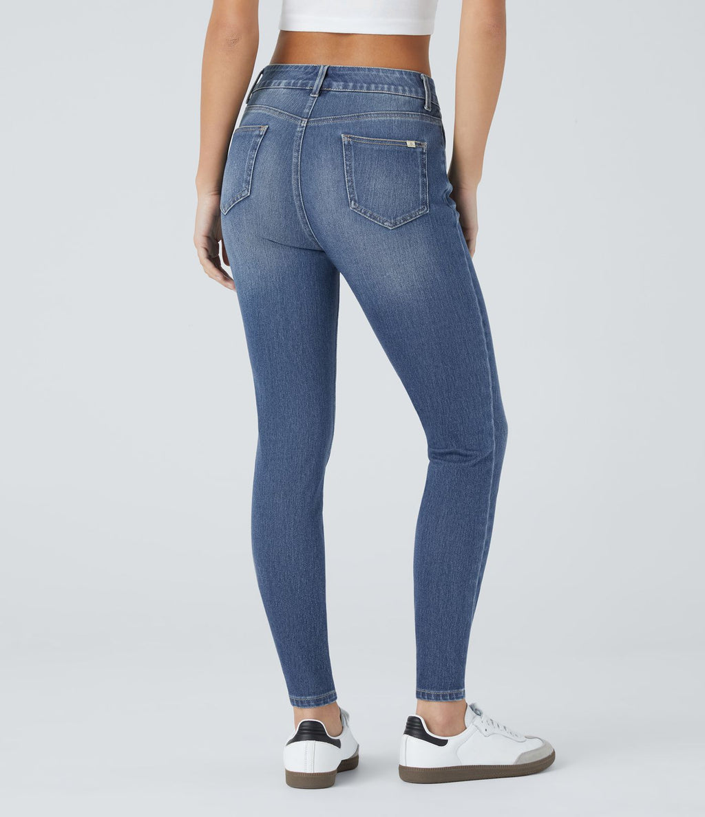 Jean skinny 7/8 décontracté taille mi-haute Halara Flex™ avec poches à enfiler