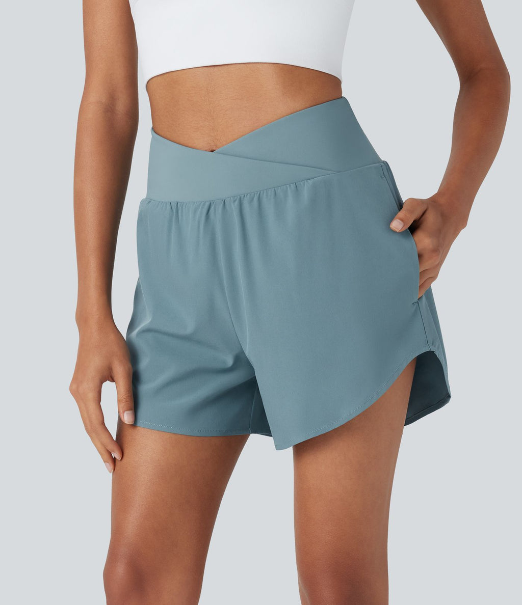 Short yoga 2-en-1 Breezeful™ taille haute croisé séchage rapide avec poches multiples