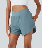 Short yoga 2-en-1 Breezeful™ taille haute croisé séchage rapide avec poches multiples