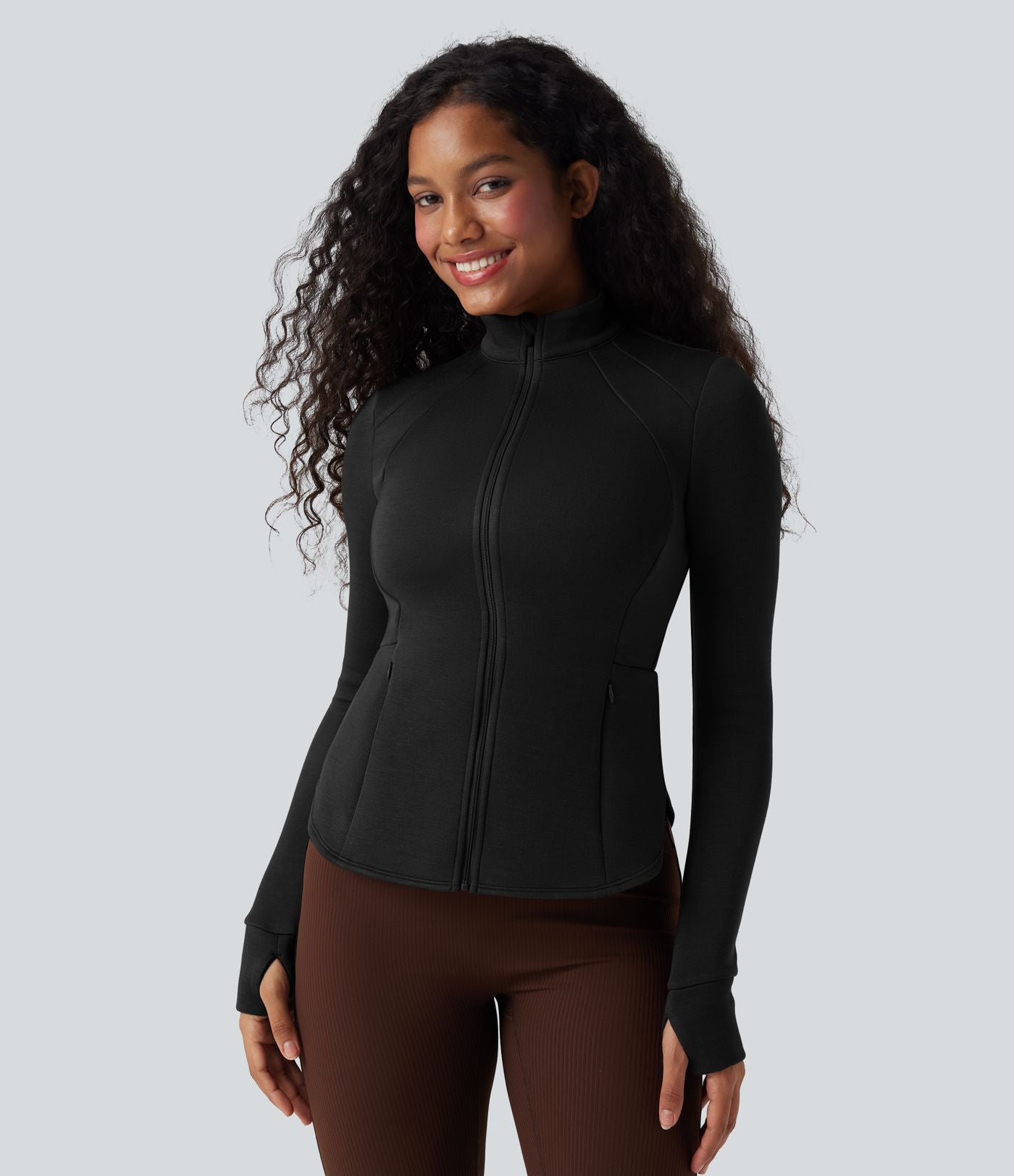 Veste de sport SpacerTek™ col montant, manches raglan longues avec trous pour les pouces