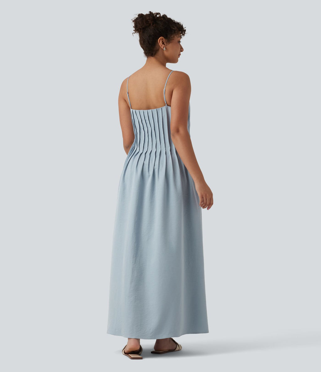 Robe longue à bretelles col V avec poches