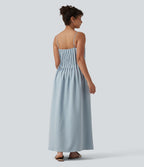 Robe longue à bretelles col V avec poches