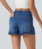 Short en jean Halara Flex™ taille basse décontracté 7,5 cm avec poches