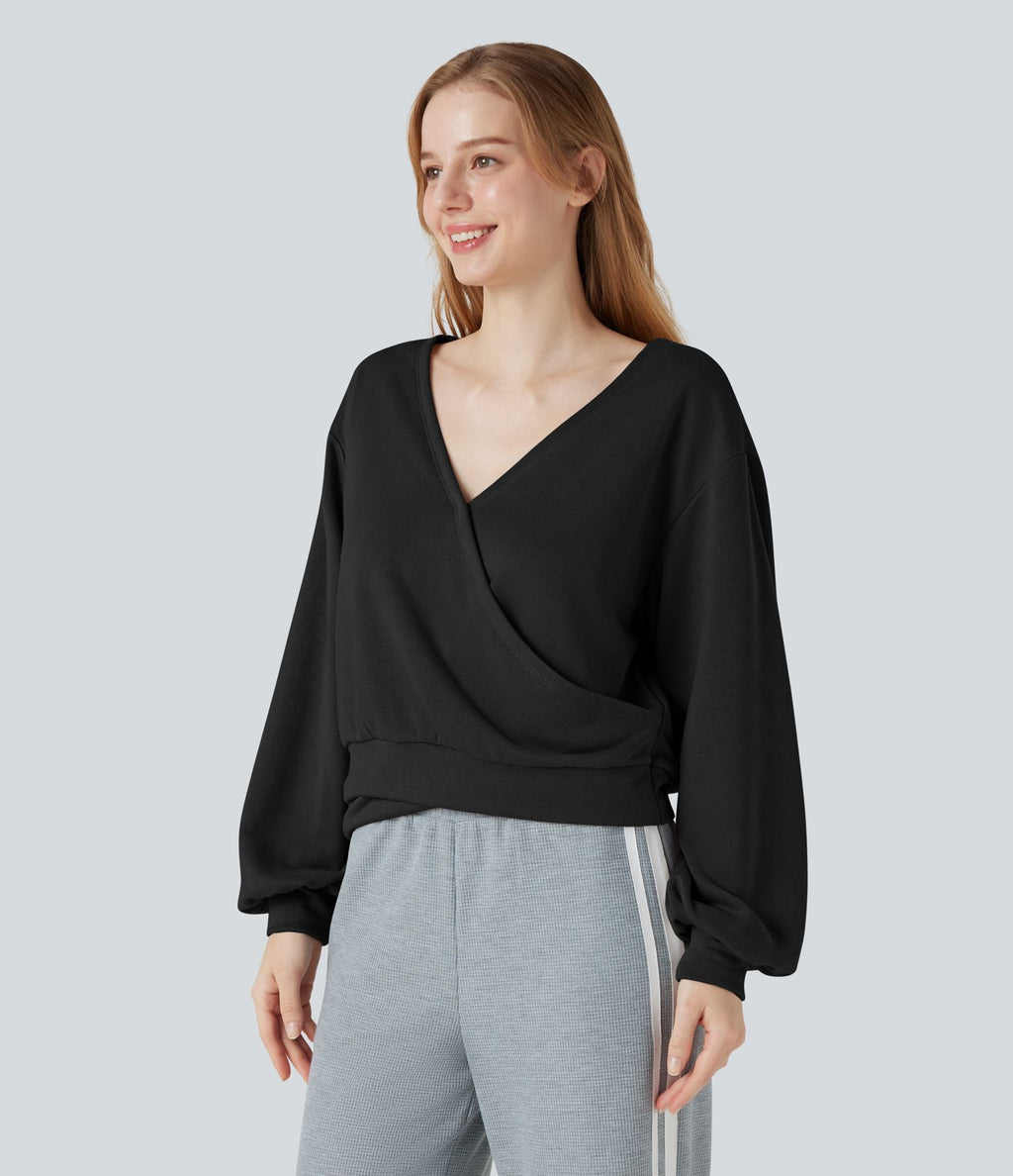 Sweat-shirt col V manches longues