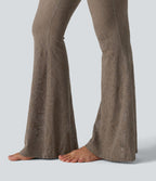 Pantalon de yoga évasé gainant taille haute avec dentelle contrastée et poche Halara UltraSculpt™