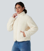 Veste sherpa col montant manches longues avec poches