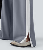Pantalon de travail coupe droite taille moyenne color block avec fente avec poches