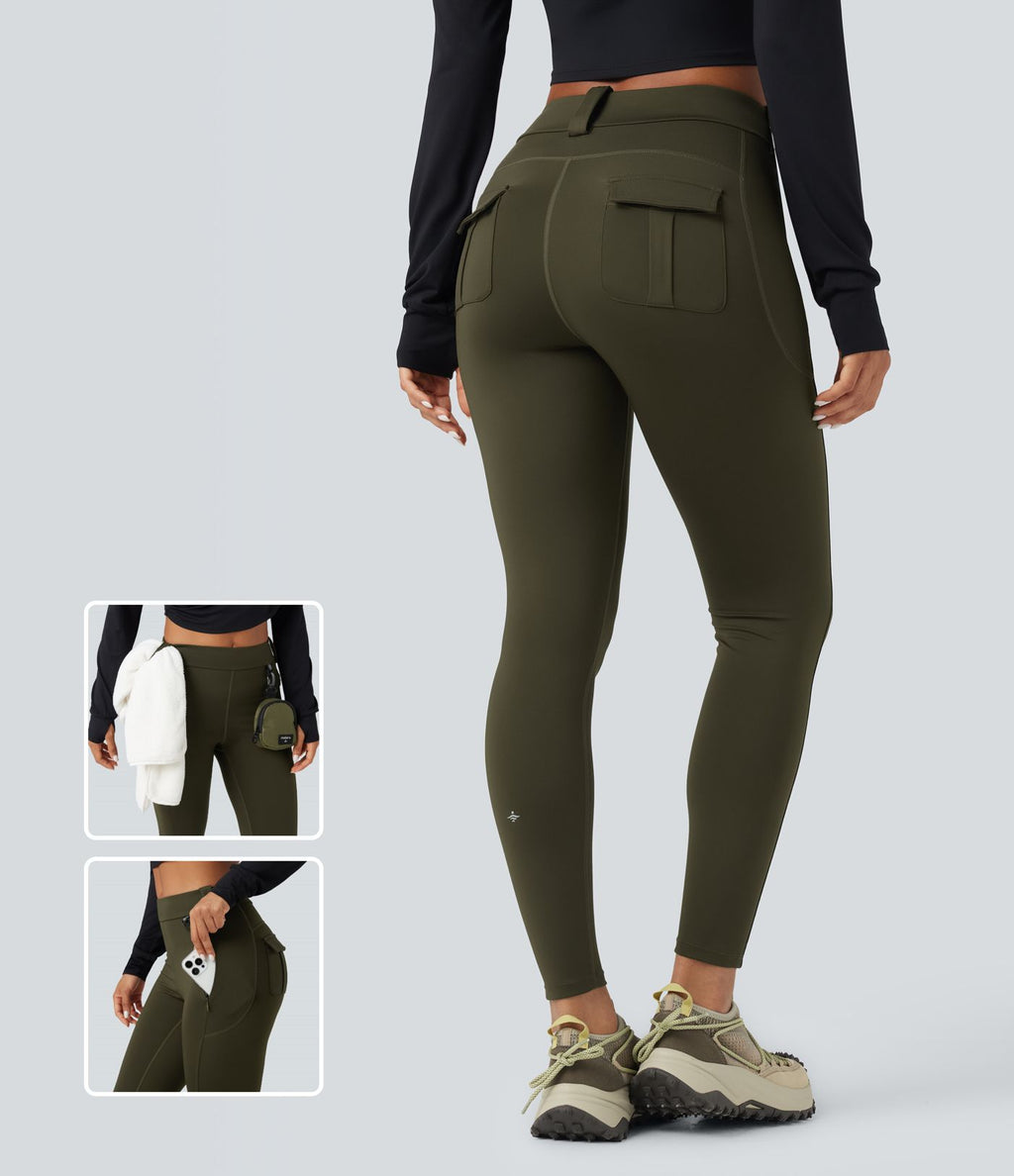 Legging cargo de randonnée résistant à l'usure taille mi-haute avec poches
