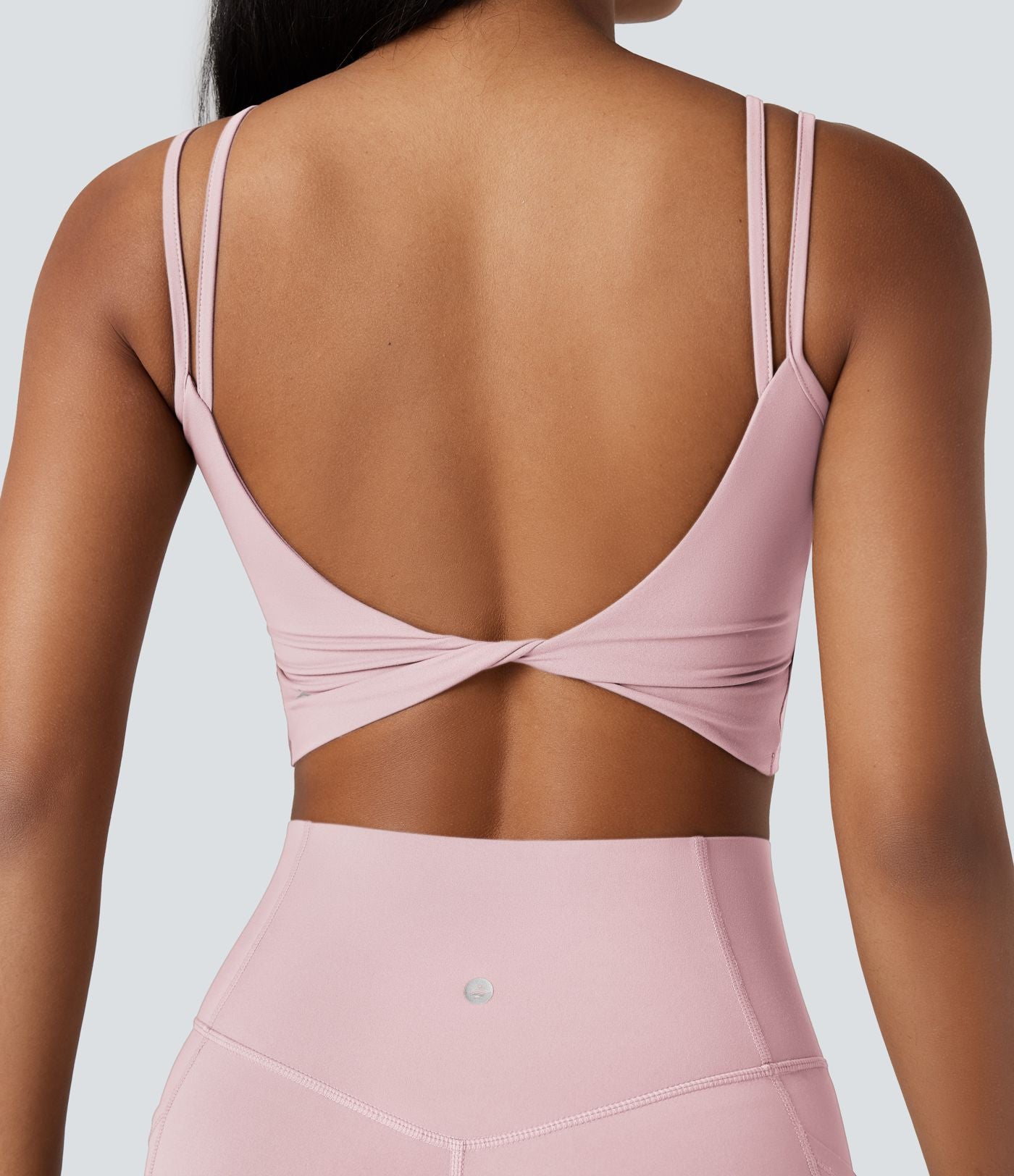 Débardeur yoga court Halara UltraSculpt™ double bretelles torsadé dos nu