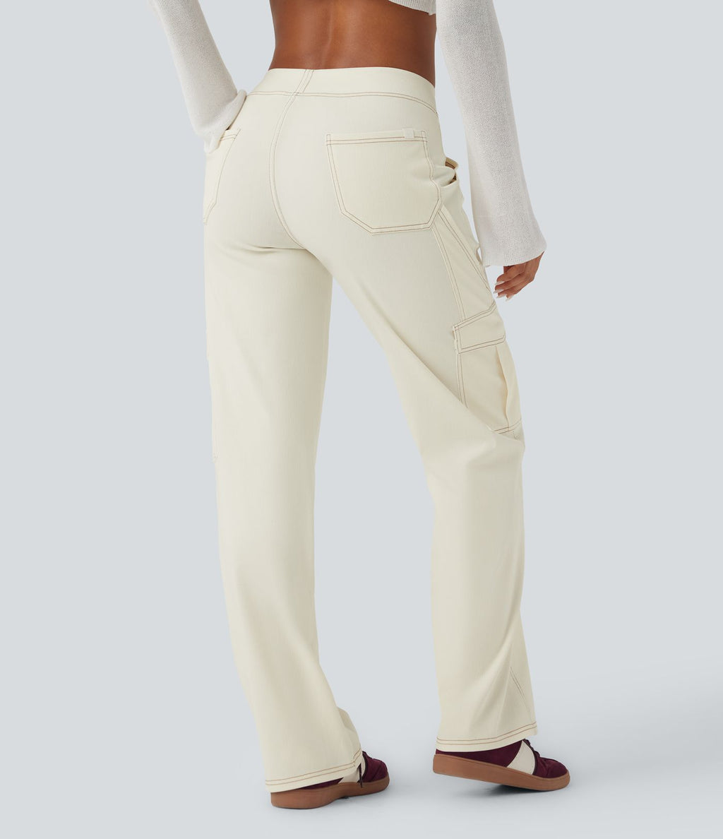 Halara Flex™ Taille Mi-Haute Multiples Poches Jambe Droite Jean Cargo Décontracté Extensible