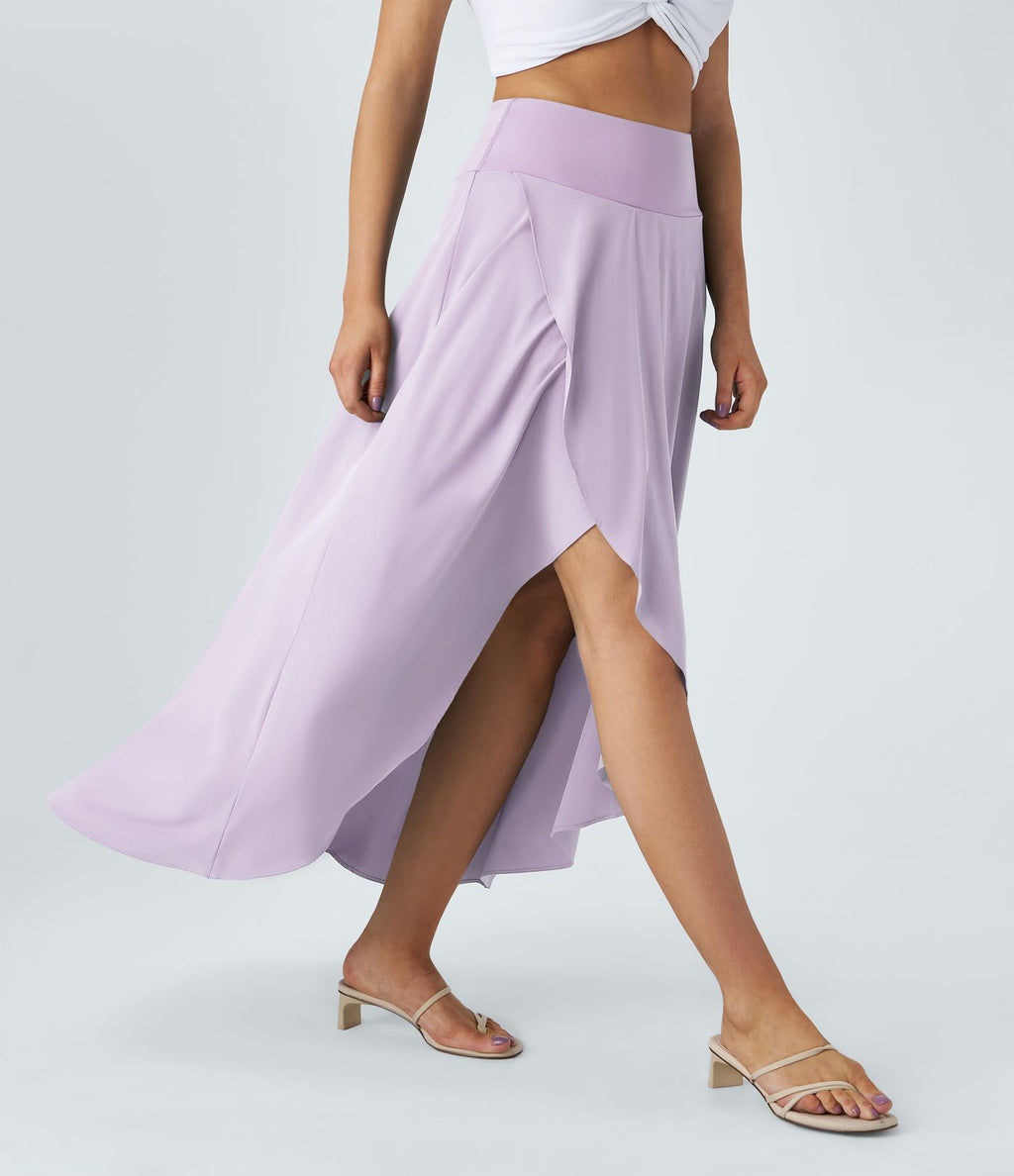 Jupe Longue Casual Breezeful™ Taille Haute à Volants 2en1 Fluide Sèchement Rapide Quotidien Maxi