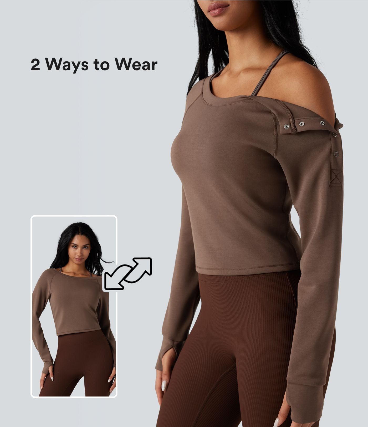 Sweat-shirt décontracté SpacerTek™ col bateau, manches longues avec trous pour les pouces