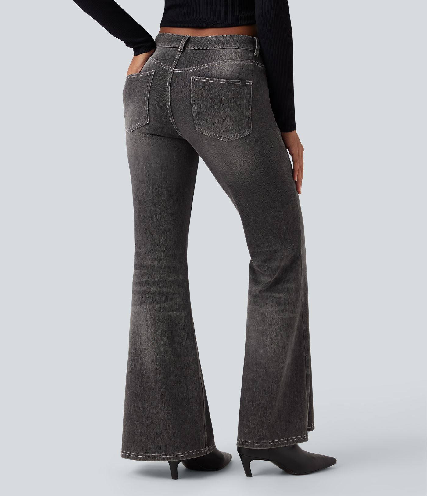 Halara Flex™ Jean évasé décontracté délavé taille basse avec poches