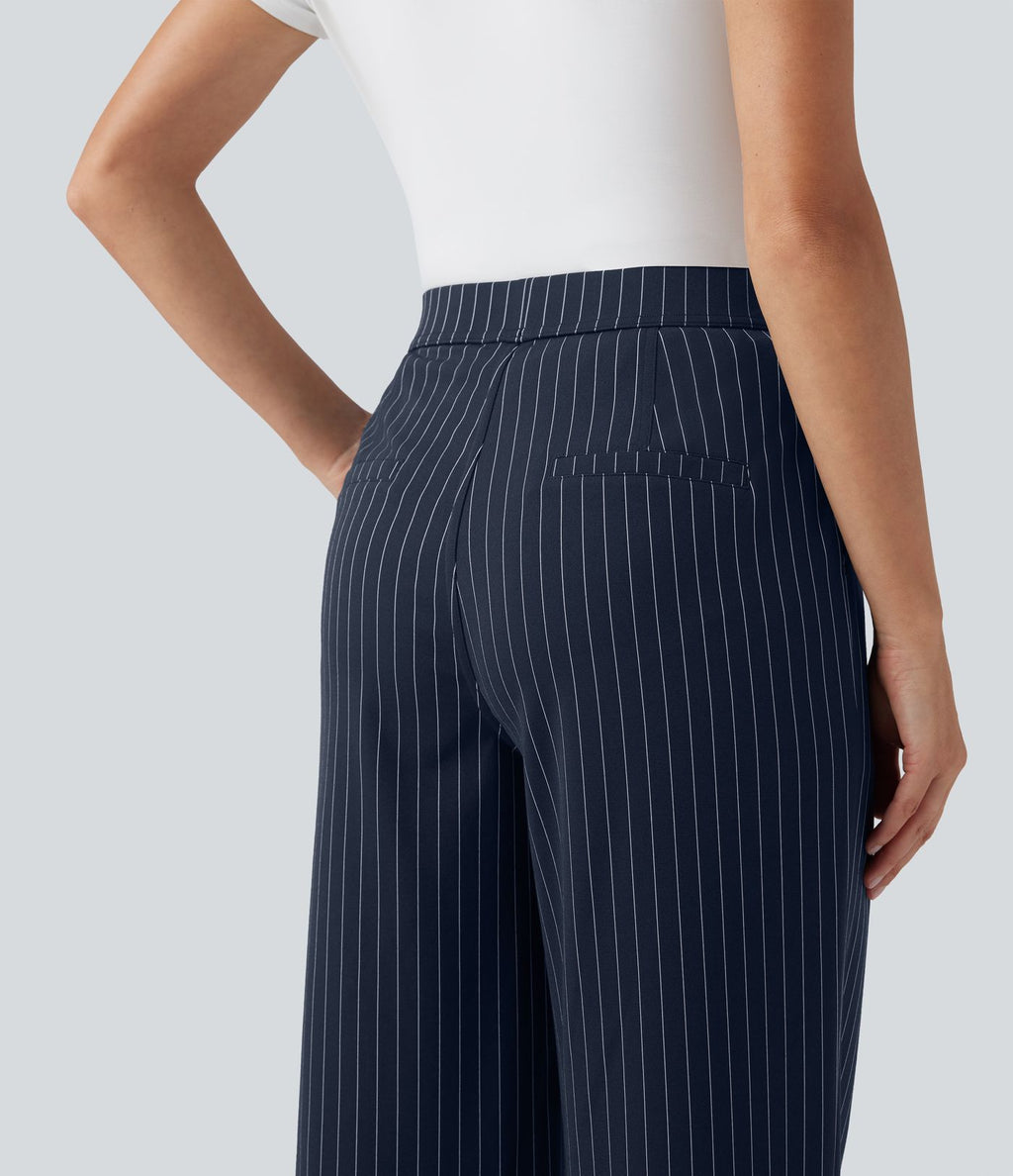 Pantalon Halara Flex™ tailleur droit taille haute rayé effet frais InstantCool avec poches
