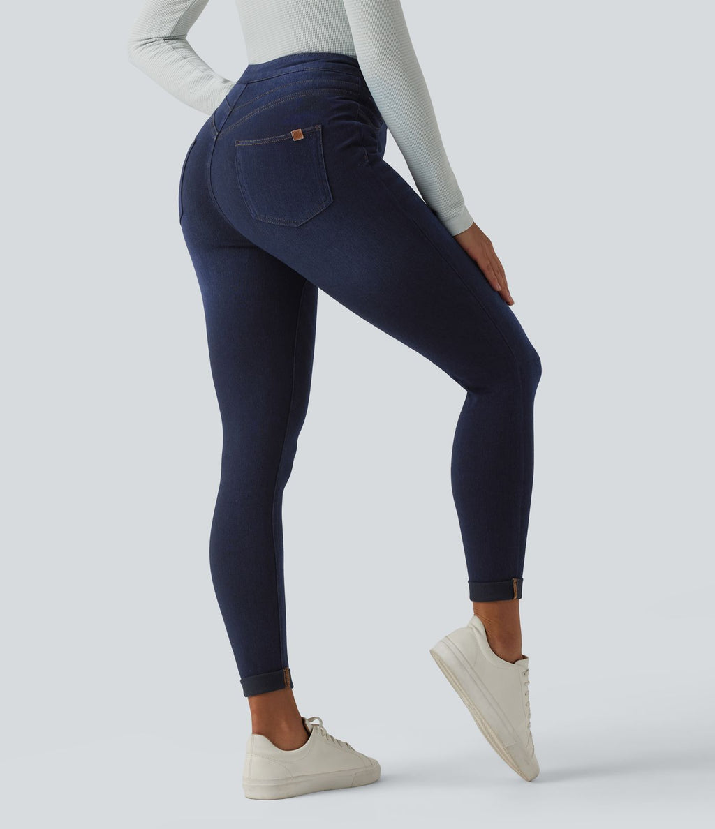 Legging 7/8 casual denim Halara Flex™ gainant taille haute avec poches