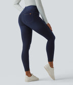 Legging 7/8 casual denim Halara Flex™ gainant taille haute avec poches
