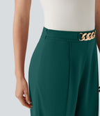 Pantalon de travail coupe droite taille haute avec chaîne métallique avec poches
