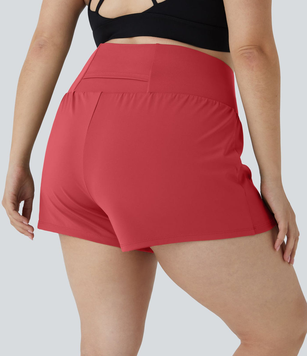 Short 8,8cm Sport Grande Taille 2 en 1 avec Poches Arrière et Poches Latérales Cachées