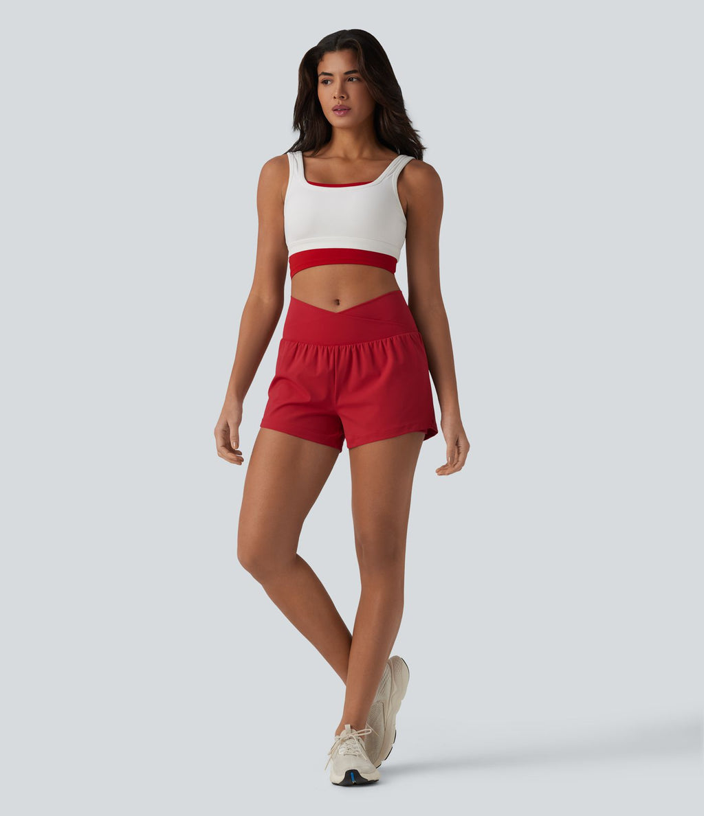 Short de yoga 2-en-1 SoftlyZero™ Airy croisé taille haute 7,5 cm effet frais InstantCool avec poches