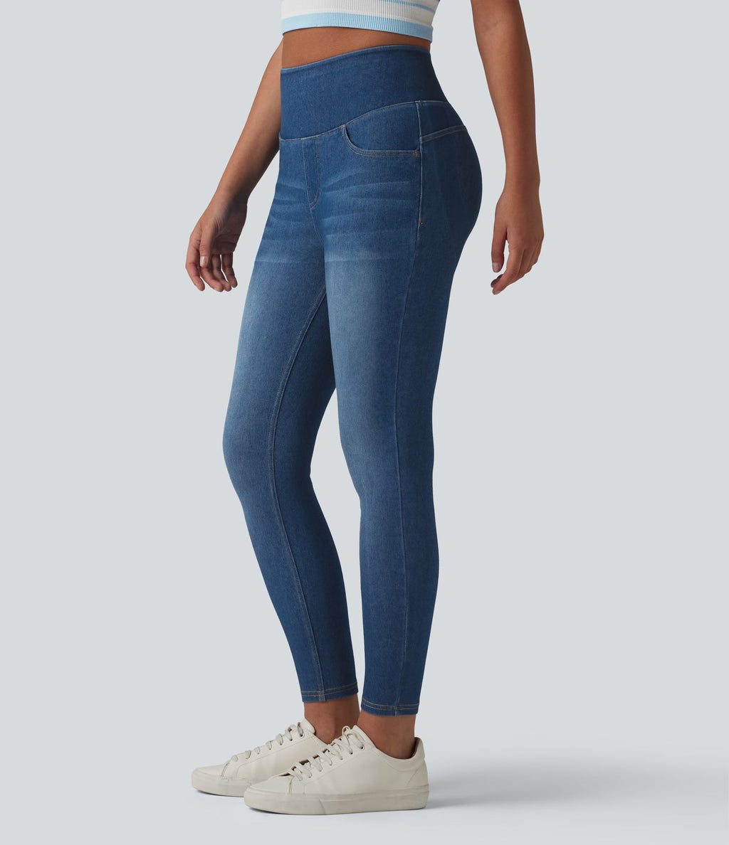 Legging 7/8 en denim gainant taille haute effet push-up Halara Flex™ avec poches