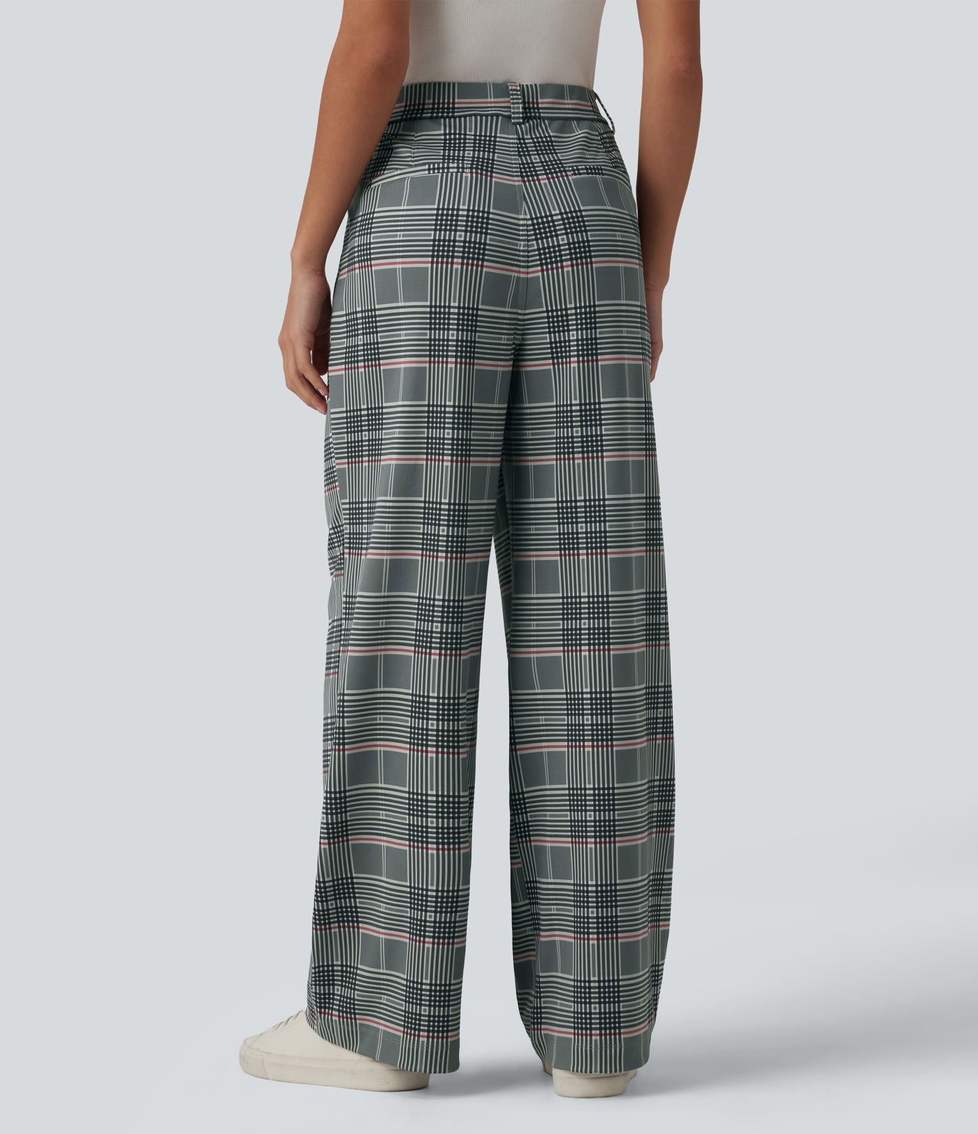 Pantalon à carreaux Halara Flex™ pour le bureau, taille haute, coupe droite avec poches