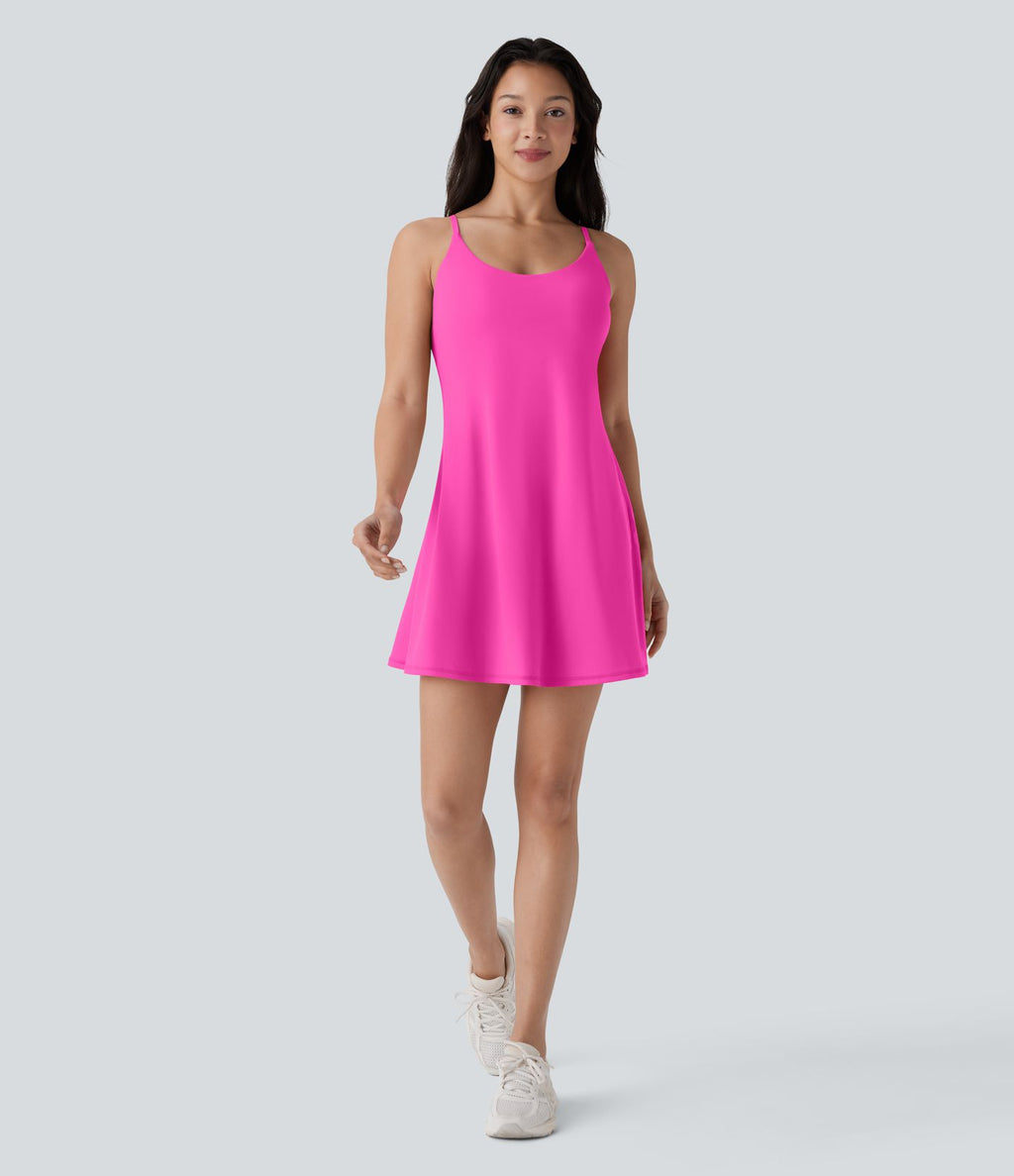 Softlyzero™ Plush Robe de danse courte dos nu avec short intégré - Version Easy Peasy