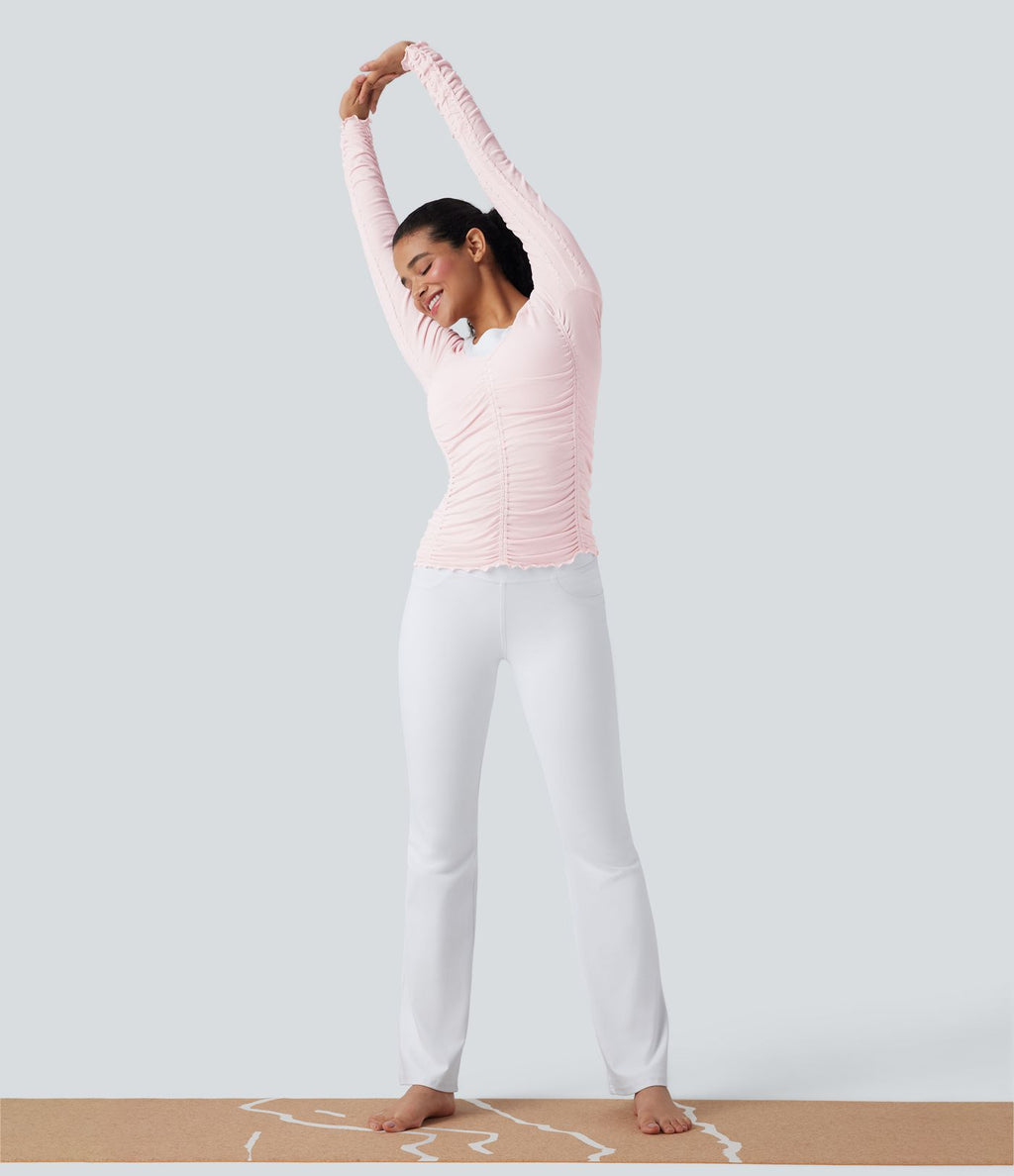 Haut de sport yoga froncé avec finitions ondulées sans couture OneForm Seamless Flow