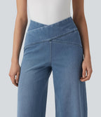 Halara Flex™ Jean large taille haute croisée ventre plat avec poches