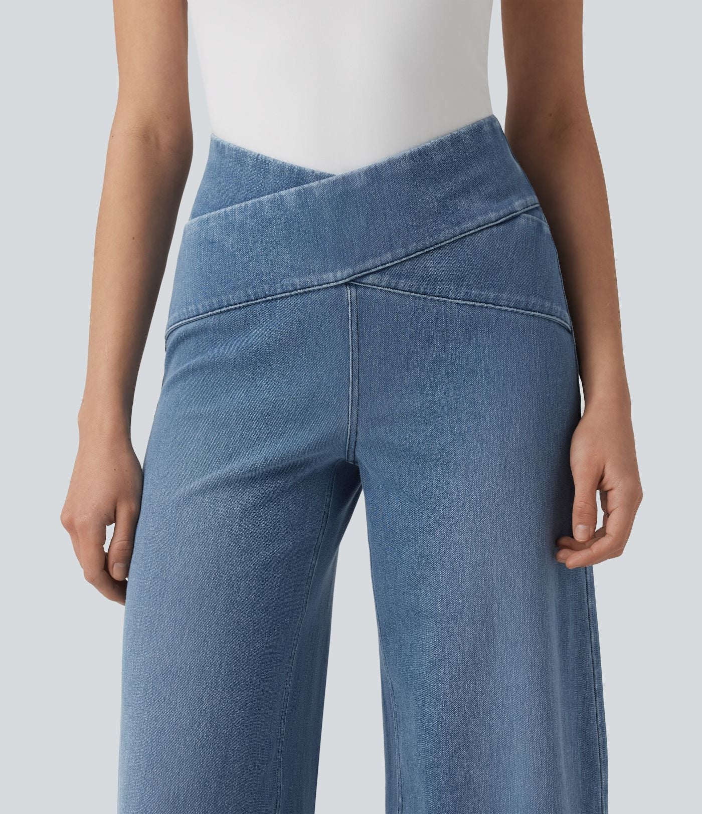 Halara Flex™ Jean large taille haute croisée ventre plat avec poches