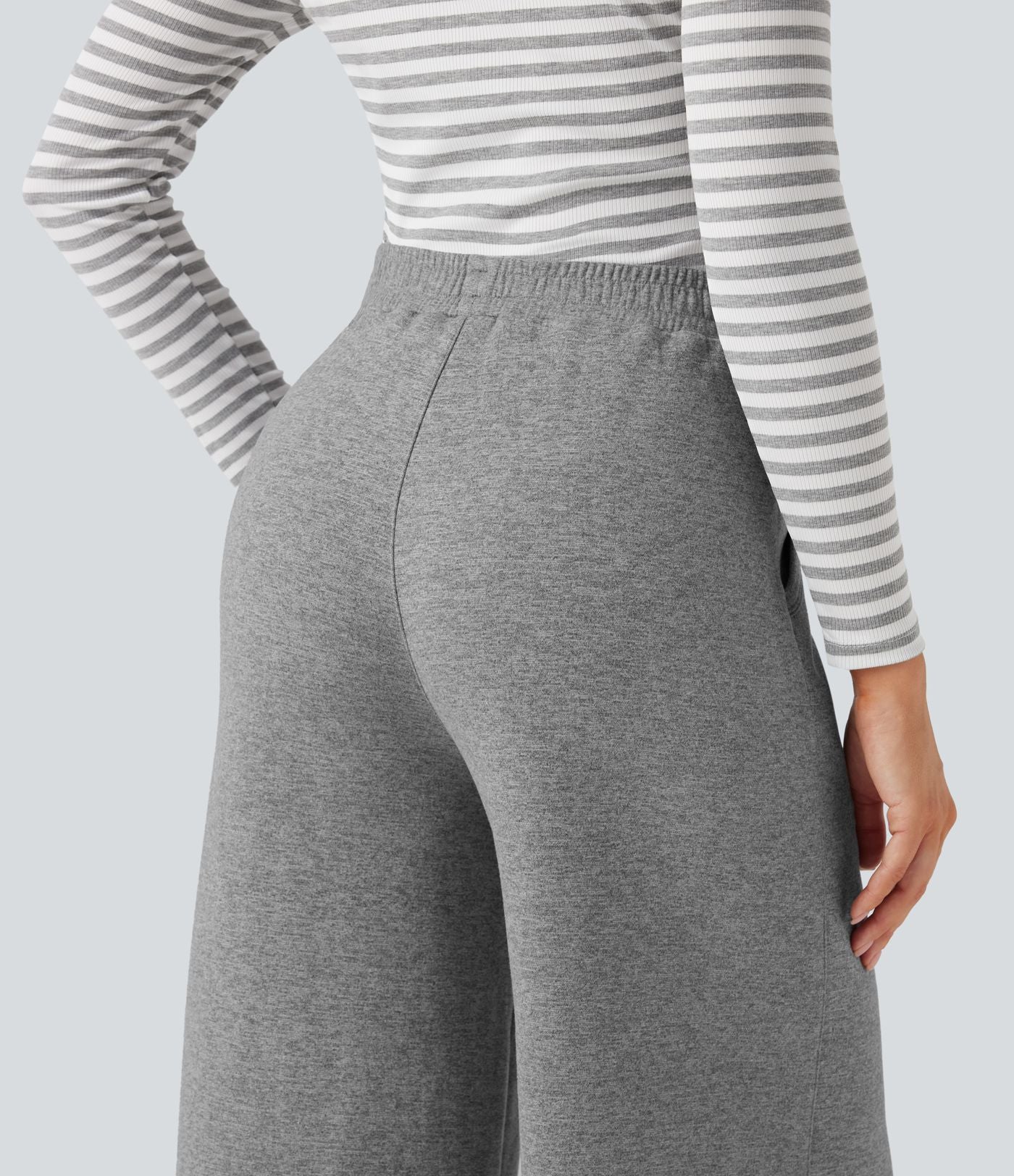 Pantalon baggy polaire taille haute avec poches
