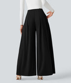 Pantalon tailleur Halara Flex™ large fluide taille haute à nœud en crêpe avec poches