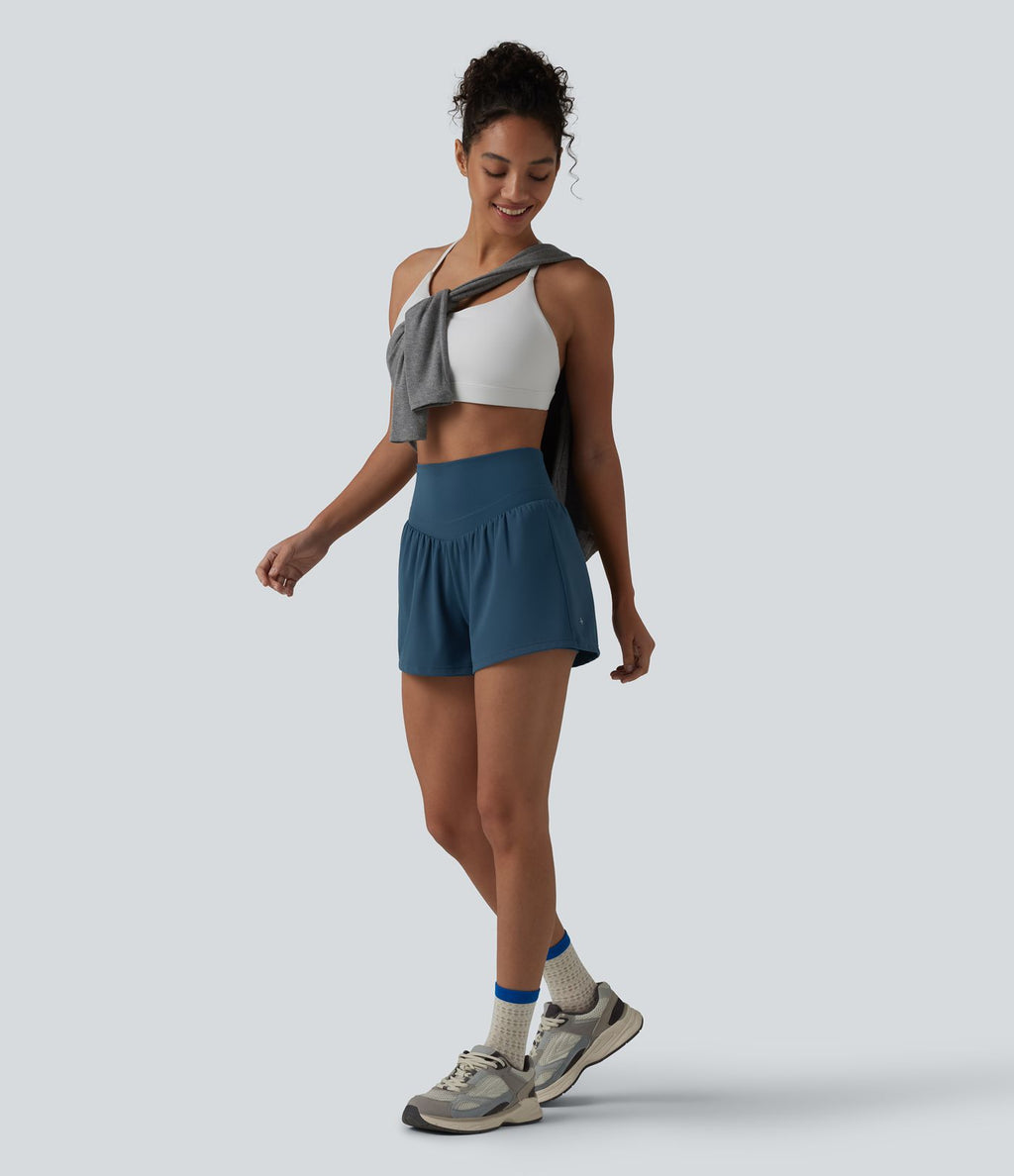 Short de yoga 2-en-1 SoftlyZero™ Airy taille haute dos croisé effet frais InstantCool avec poche