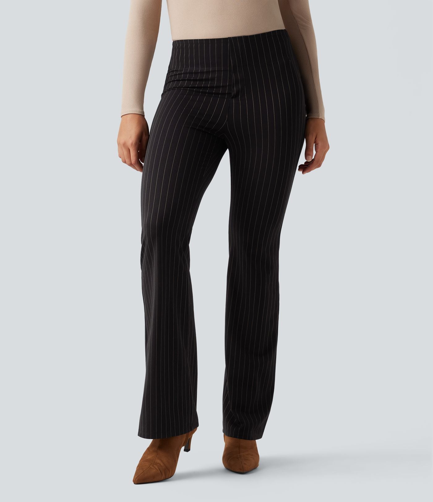 Halara Flex™ Pantalon tailleur évasé à rayures taille haute avec poches