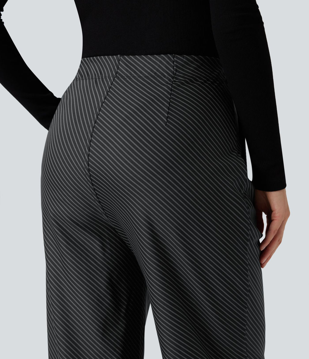 Pantalon de travail Halara Flex™ droit à rayures, taille haute, avec poches