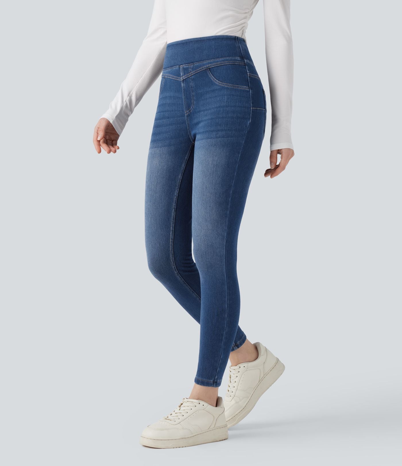 Legging skinny 7/8 en denim Halara Flex™ taille haute gainant avec poches