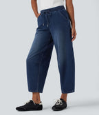 Jean 7/8 jogging molleton français Halara Flex™ taille mi-haute coupe barrel avec cordon et poches