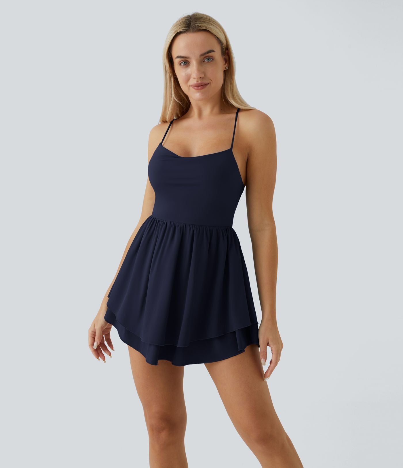 Breezeful™ Robe Casual Mini Fluide à Séchage Rapide à Volants Superposés Dos Nu et Lacée