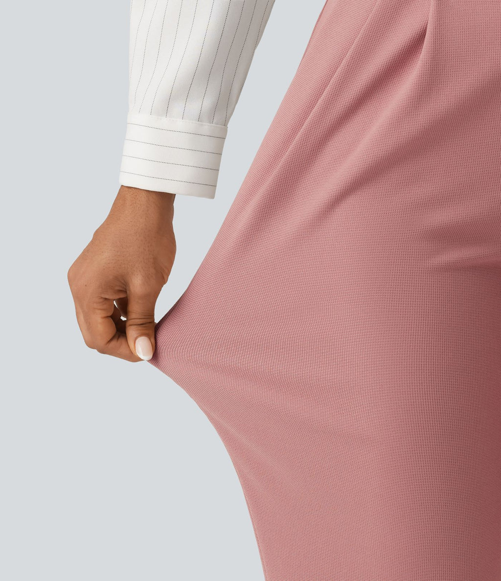 Pantacourt habillé Halara Flex™ taille haute fuselé en tissu gaufré avec poches