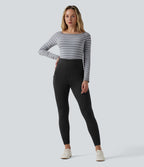 Legging casual taille haute en daim avec poches
