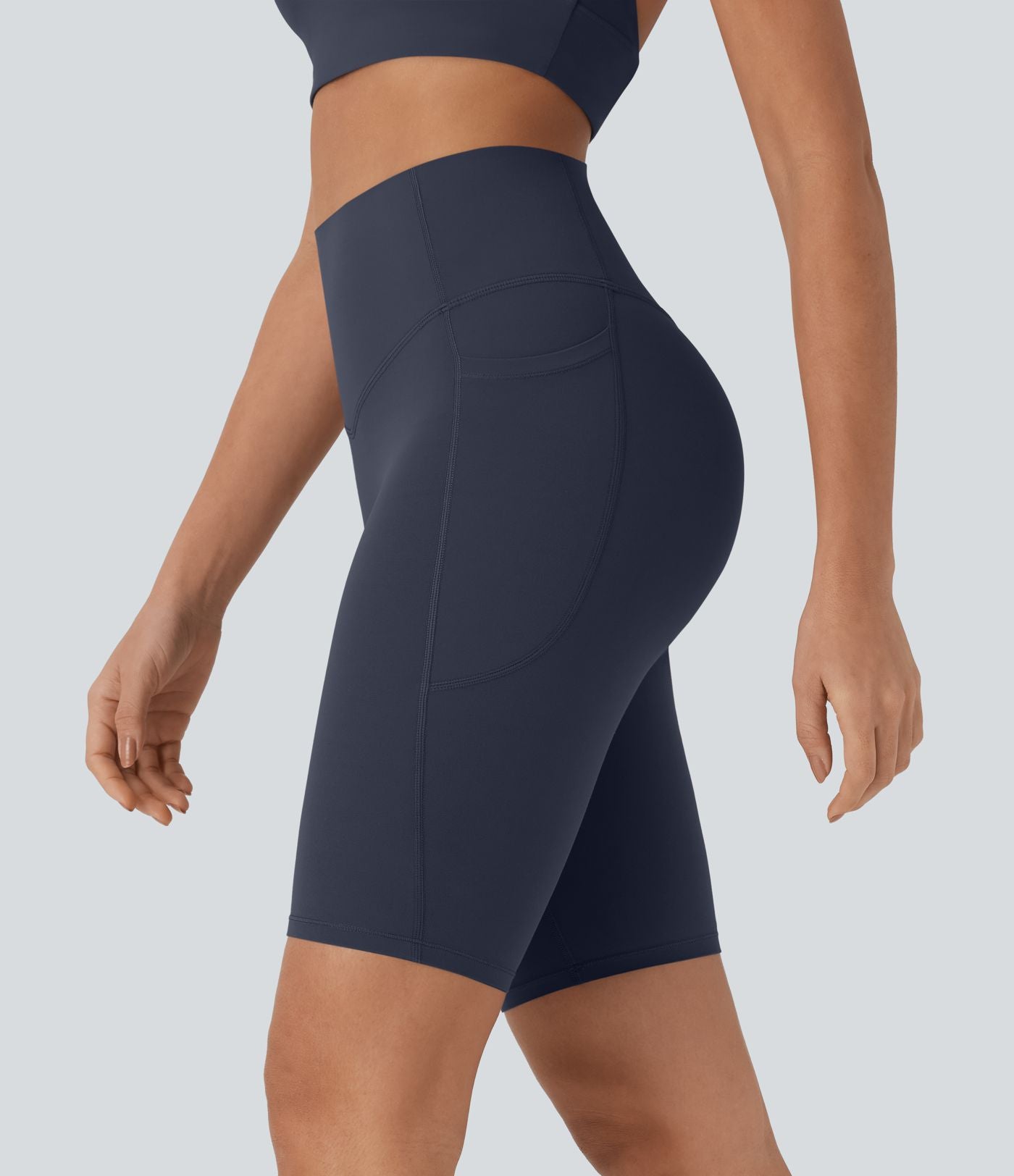 Short cycliste 22,8 cm d'entraînement gainant taille haute avec poches Halara UltraSculpt™