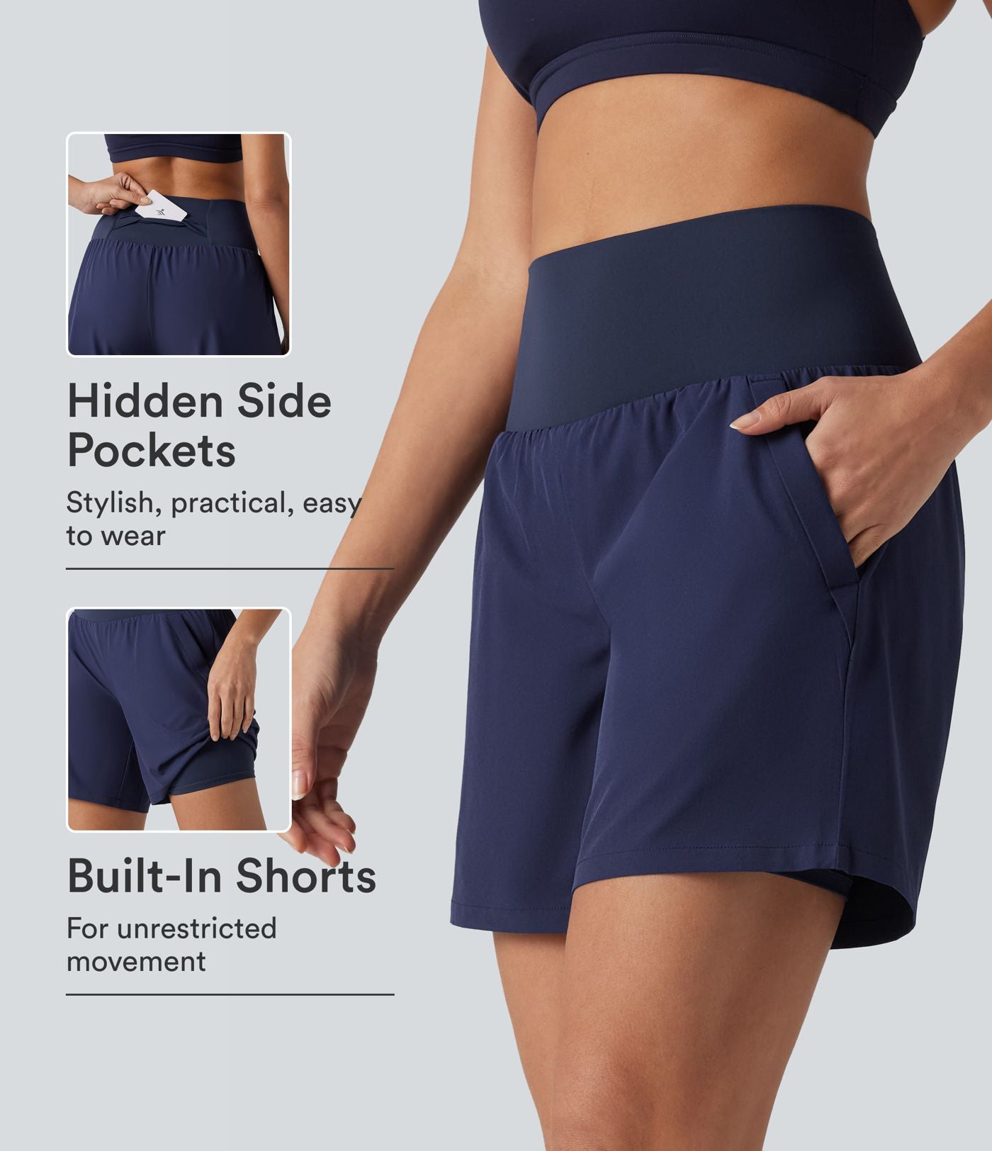 Breezeful™ Short de yoga 2 en 1 taille haute séchage rapide 17,5 cm avec poches