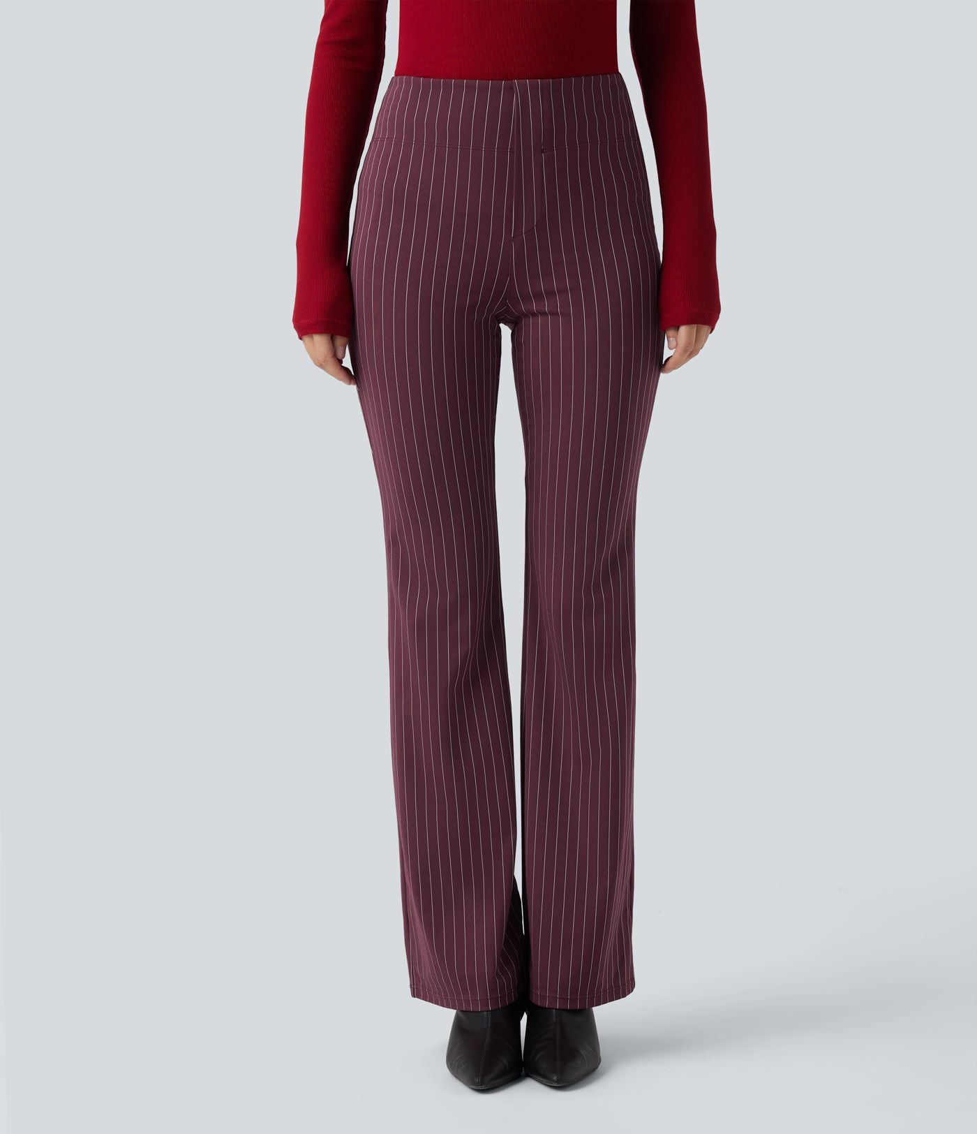 Halara Flex™ Pantalon tailleur évasé à rayures taille haute avec poches