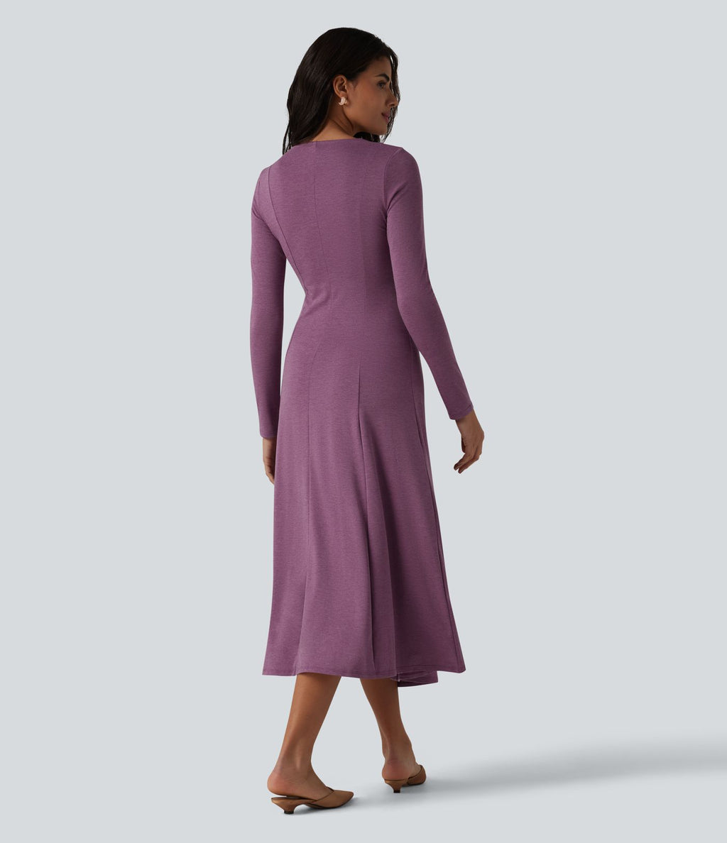 Robe midi à manches longues avec découpes
