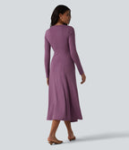 Robe midi à manches longues avec découpes