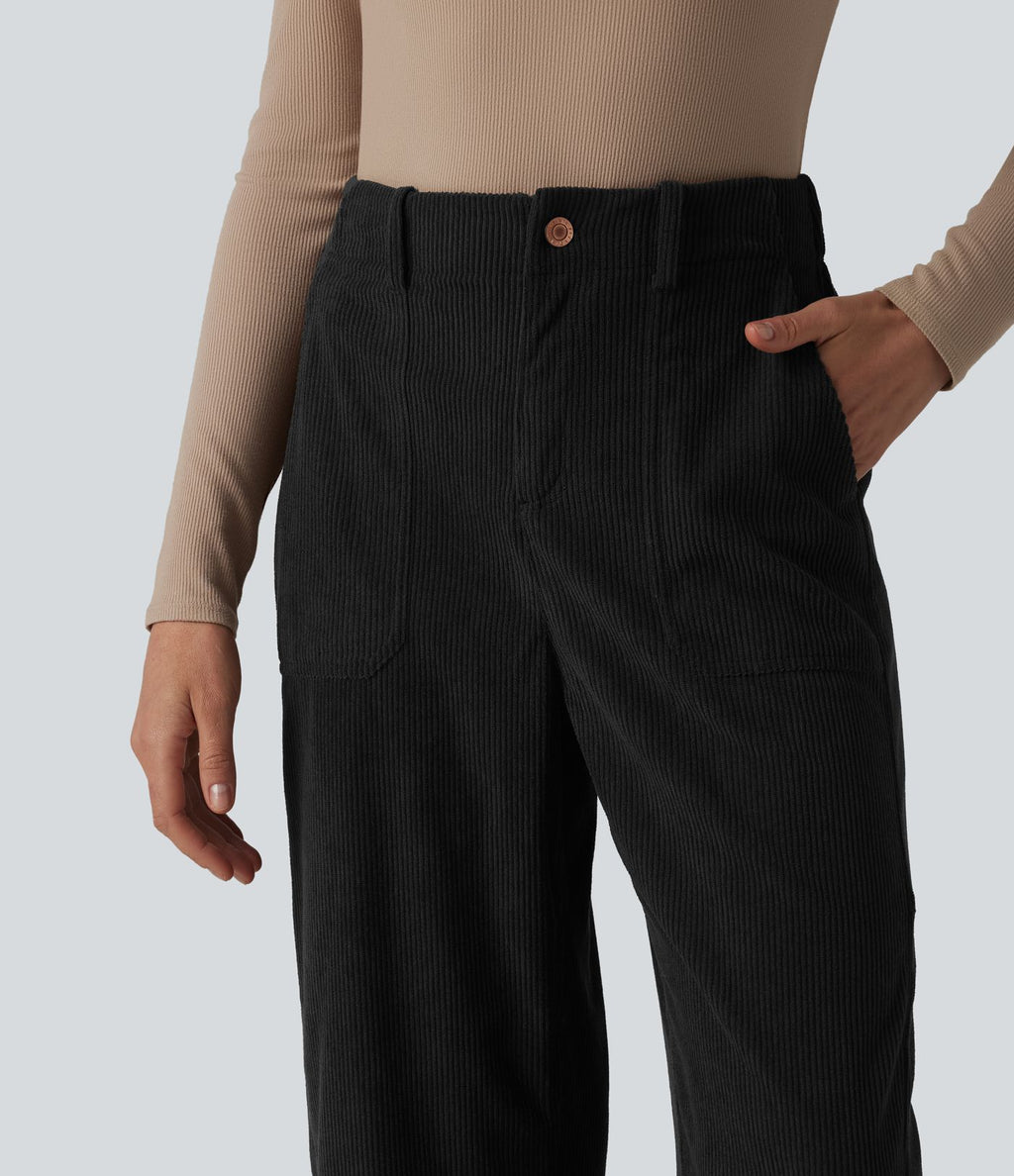 Halara Flex™ Pantalon tailleur velours côtelé taille haute coupe tonneau avec poches